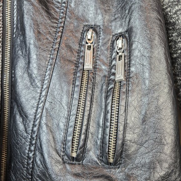 J2 Bomber Jacket w/ Hoodie in Soft Faux Leather Size M - Picture 5 of 14